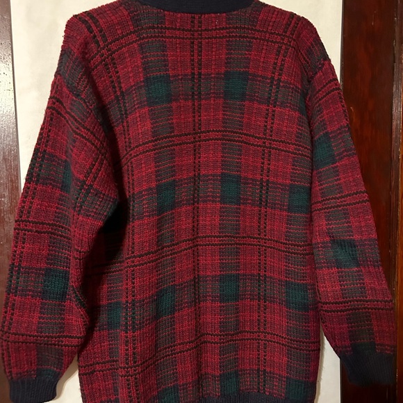 Vintage JH Collectables 100% pure wool cardigan sweater, 80-90s plaid, Sz medium - Picture 3 of 3